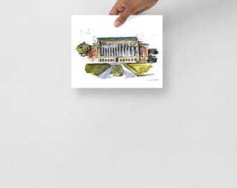 Columbia University Watercolor Art Print: Architectural Illustration