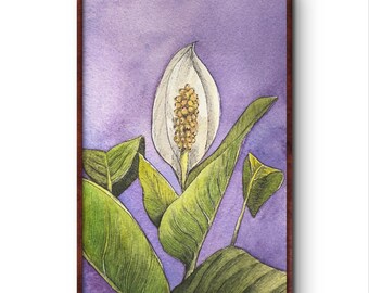 Lily Watercolor Art Print: Living room Food Decor (Digital Download), Plant Painting, Flower Portrait