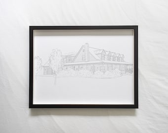 Custom House Portrait: Minimalist Line Drawing from Photo