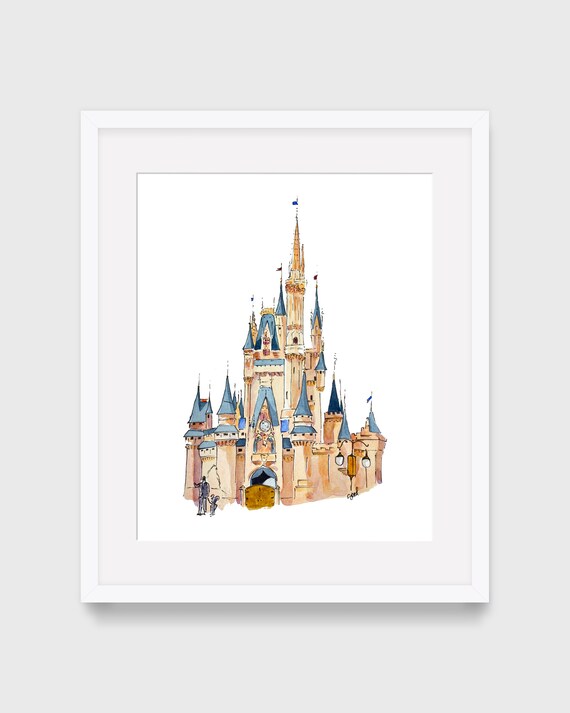 Disney Castle acuarela, arte de pared imprimible, decoración del hogar, acuarela Disney World, Disney Land, decoración de los niños, niños