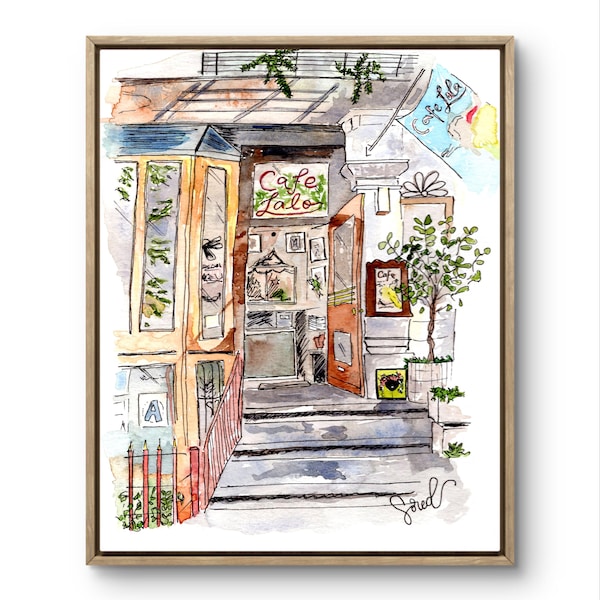 Cafe Lalo Watercolor Print: NYC Urban Sketching Wall Art