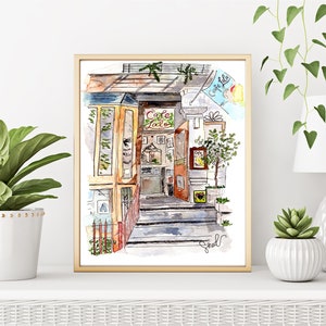 Cafe Lalo Illustration from You’ve Got Mail | Printable Wall Art | Home Decor | Watercolor Urban Sketching of New York City | NYC Landscape