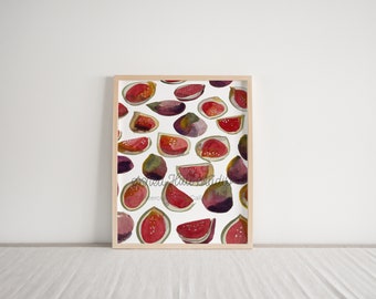 Figs Watercolor Art Print: Cozy Kitchen Decor, Fruit Illustration