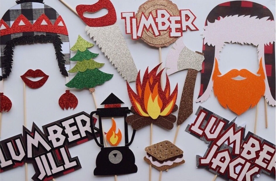Lumberjack Inspired Jack and Jill Photo props Jack and Jill theme Wedding photo props Fall props Winter props