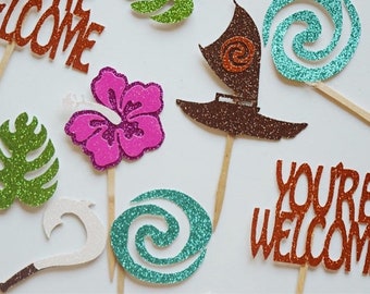 Moana Inspired cupcake toppers, Moana birthday, Moana themed party
