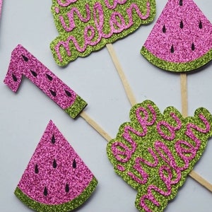 One in a Melon cupcake toppers, Melon first birthday, Watermelon birthday, Watermelon party decor