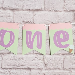 Ice Cream theme high chair banner, Ice cream birthday, Birthday banners