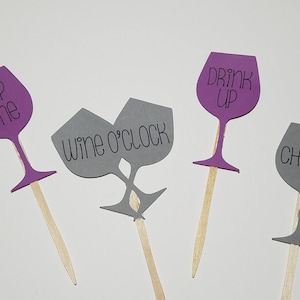 Wine cupcake toppers, Adult cupcake, wine toppers, Adult party decor, Drink up cupcake toppers