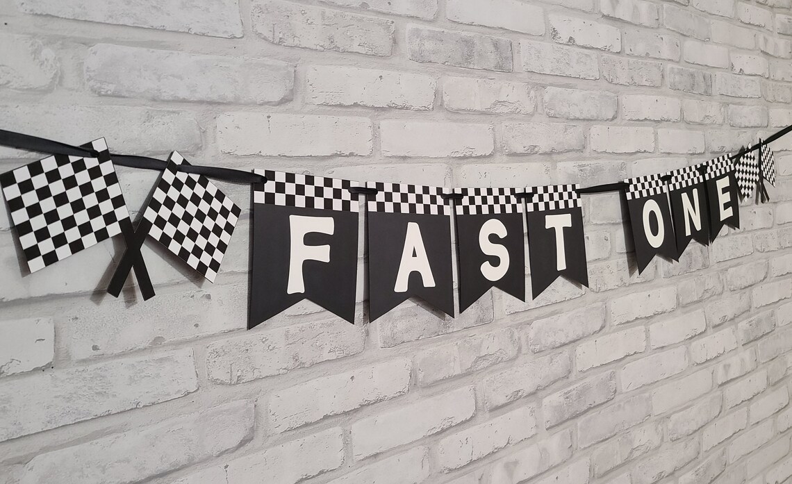 Fast One Designs Race Car Fast One Banner- Race Car Banner- Race Car Birthday- Fast One ...