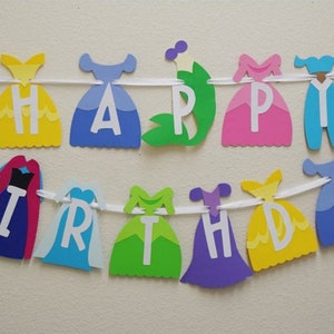 Princess Birthday Banner, Princess party decor, Princess dresses banner