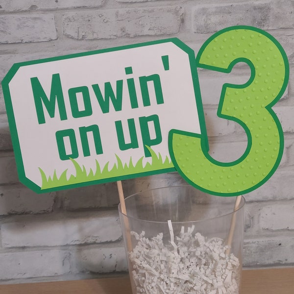 Mowin on up Centerpieces, mowin on up party, lawn mower birthday