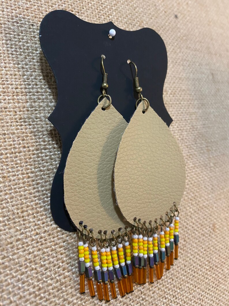 Western Style Teardrop Earrings with Bead Fringe Etsy