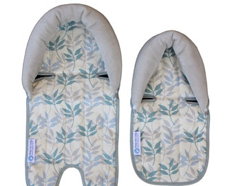 Keep Me Cosy® Baby Head Support for Pram & Car Seat - Pastel Leaf design