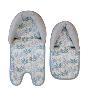 Keep Me Cosy® Podpórka pod główkę dziecka do wózka i fotelika samochodowego - wzór Pastel Leaf