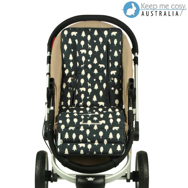 Pram Liner - Woodland Friends : Universal, Pure Cotton, Reversible Baby Seat Liner by Keep Me Cosy®