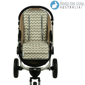 Pram Liner - Grey Chevron: Universal, Pure Cotton, Reversible Baby Seat Liner by Keep Me Cosy®