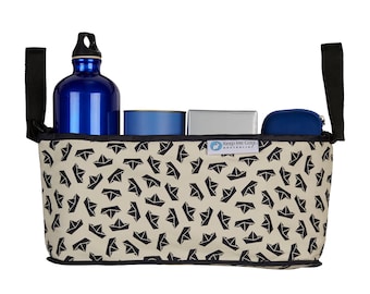 Pram Organiser Caddy Bag for all Prams & Strollers - Navy Boat design by Keep Me Cosy®