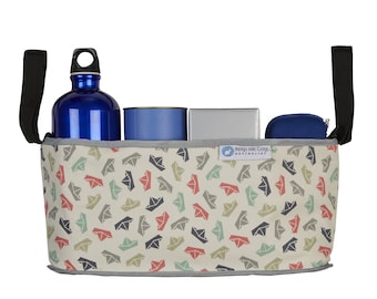 Pram Organiser Caddy Bag for all Prams & Strollers - Paper Boat design by Keep Me Cosy®