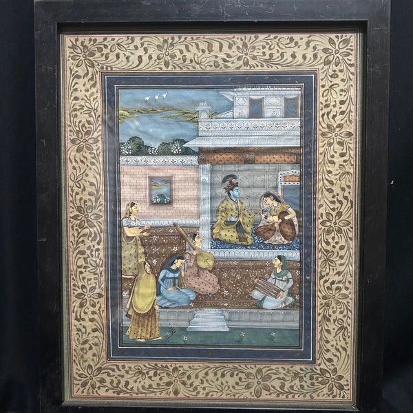 vintage painting of radha krishna theme on cloth
