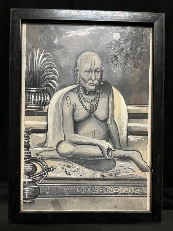 Vintage Drawing / Sketch of Swami Samarth on Paper - Etsy
