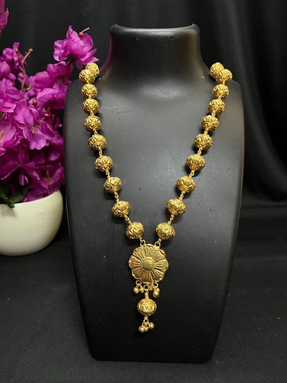 Vintage Silver Gundu Mala With Gold Polish Etsy