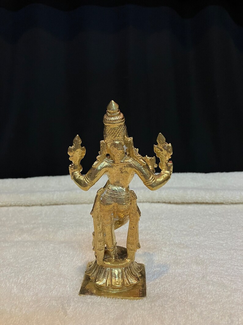 Prasiddh copper idols presents panchaloha idol of chaturbuja krishna / venugopala krishna image 3