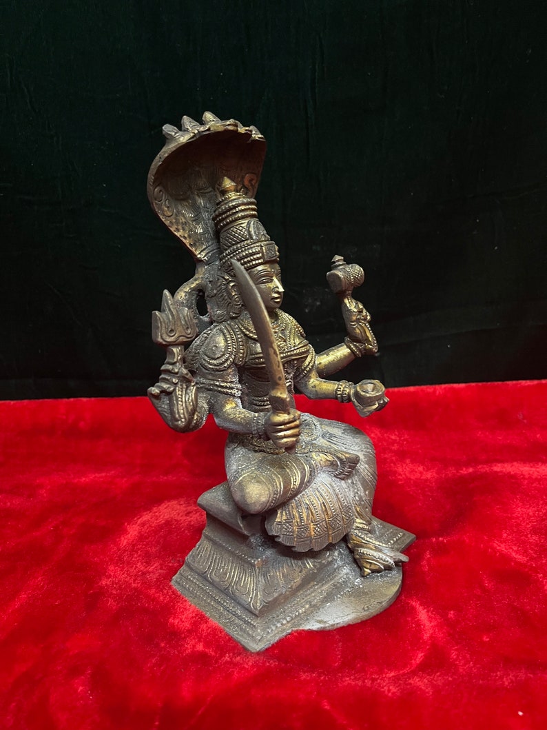 Antique looking panchaloha cast Mariamma devi idol image 7