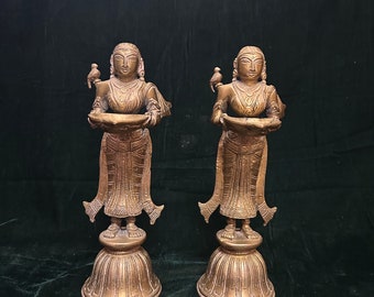 Vintage brons gemaakte deepa malli idolen / deepamalli / dameslamp