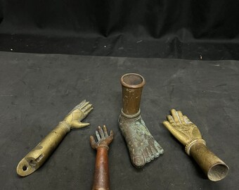 vinatge bronze cast set of hands and legs for decoration