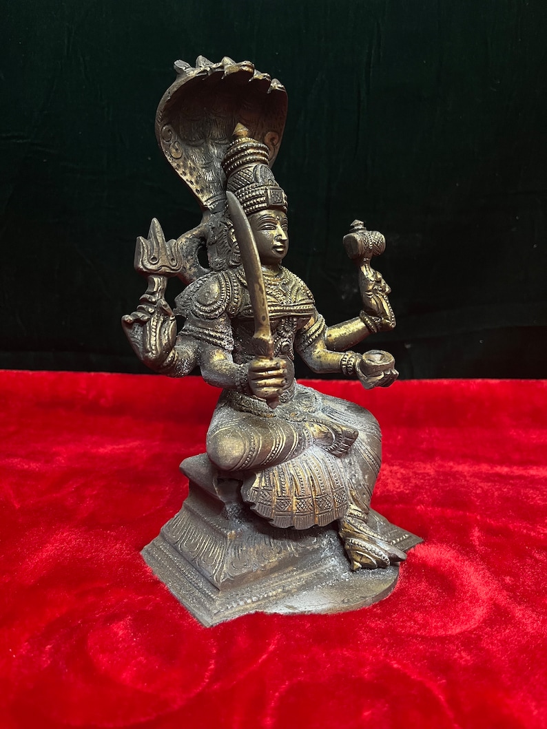 Antique looking panchaloha cast Mariamma devi idol image 2