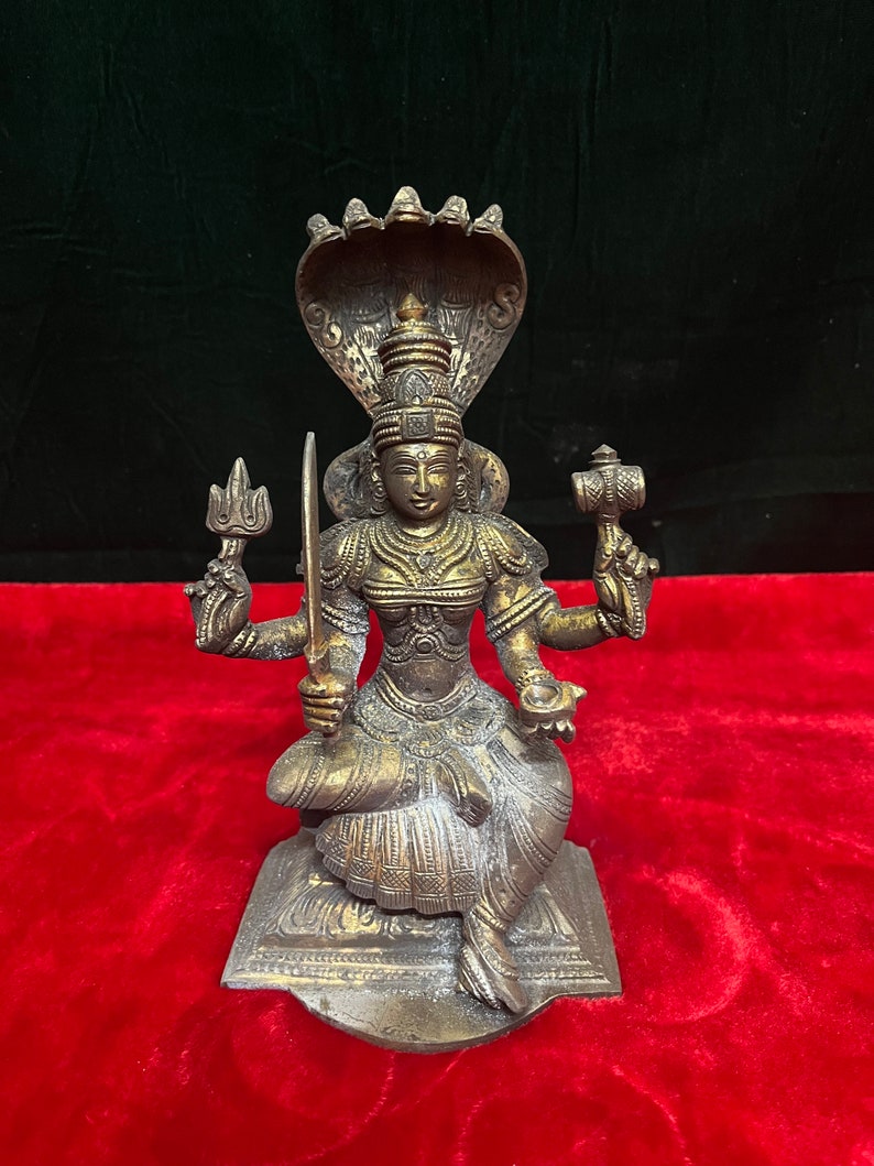 Antique looking panchaloha cast Mariamma devi idol image 1