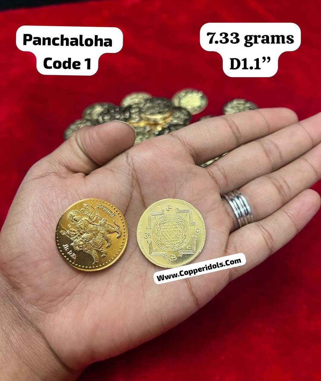 Panchaloha Made Gold Polished Durga Coin/vaishno Devi Coin Along