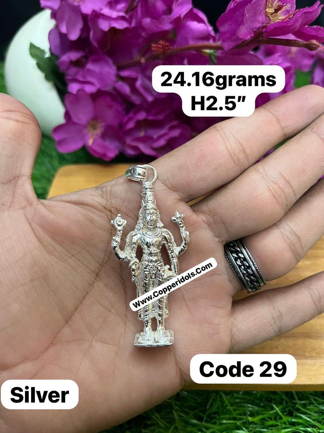 Prasiddh Copper Idol Present Silver Idol of Vishnu Dollar / Srinivasa