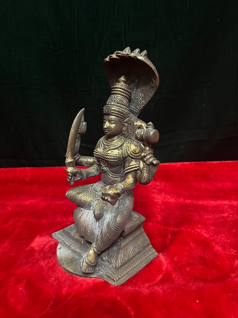 Antique looking panchaloha cast Mariamma devi idol image 3