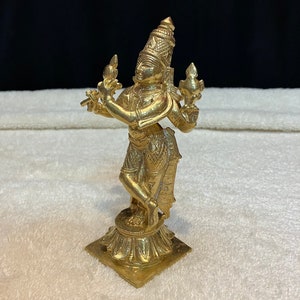 Prasiddh copper idols presents panchaloha idol of chaturbuja krishna / venugopala krishna image 5