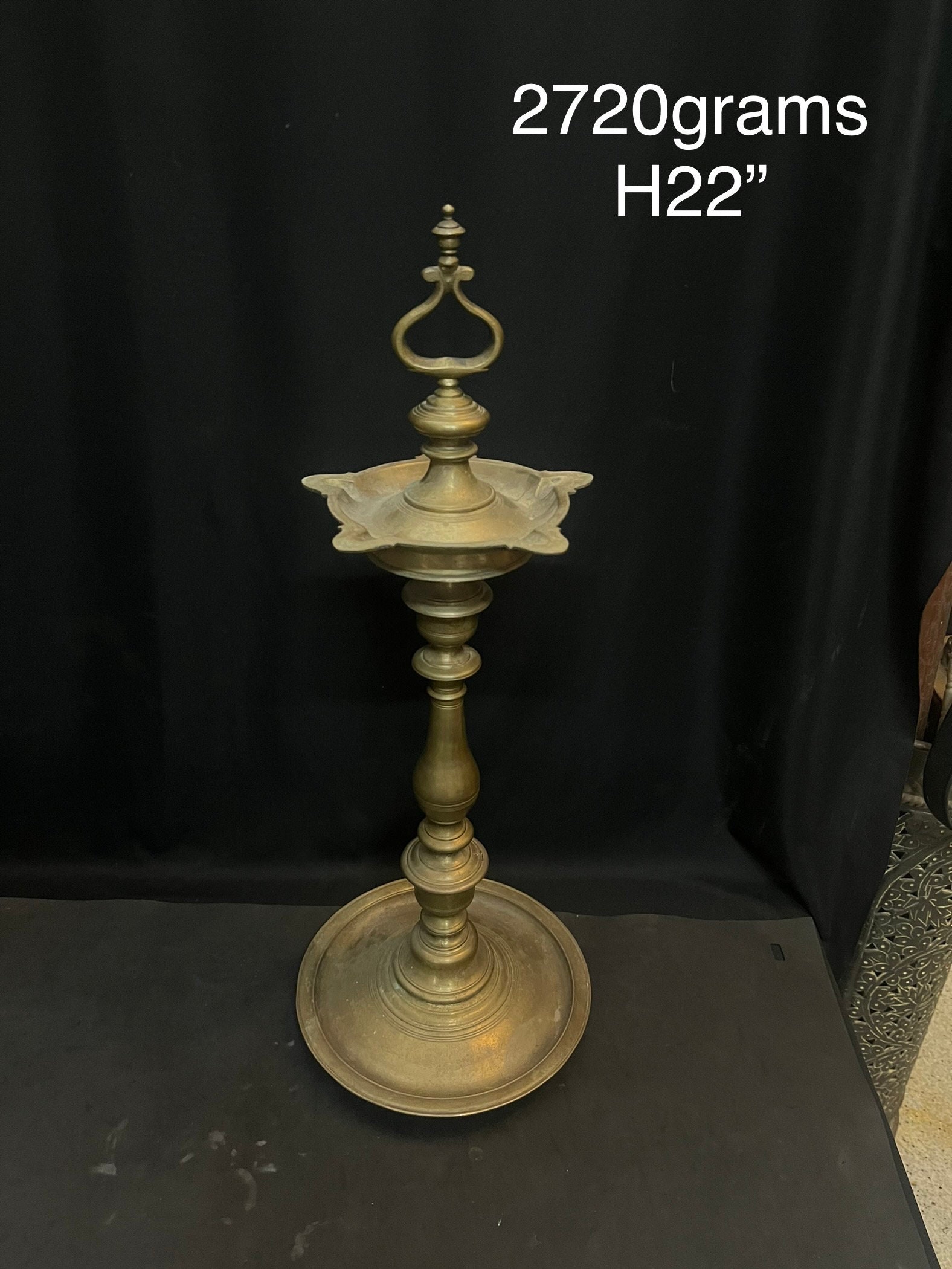 Vintage Oriental Oil Lamp Bronze Small Lamp Collectable Lamp