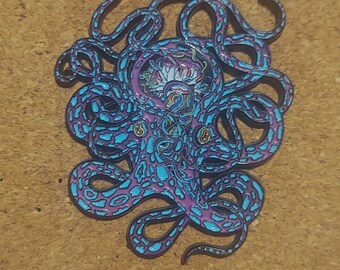 Trippy octopus hat pin