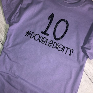 10th birthday - Double Digits - Birthday Girl Shirt 10 - 10th Birthday Shirt Girl - Purple Birthday Shirt - Birthday Girl Shirt