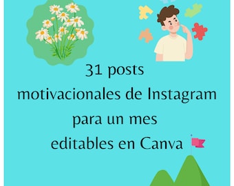 31 Motivational Instagram Posts for a month editable in Canva