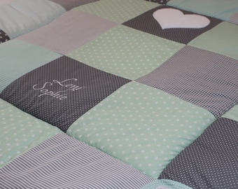 mint green Crab blanket children/'s blanket blanket baby blanket up to 140 x 140 cm with name personalized green