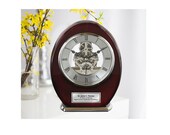 Engraved Oval Beacon Desk Table Clock Wood Silver Davinci Clock Retirement Service Award Recognition Birthday Gifts mechanical gear clock
