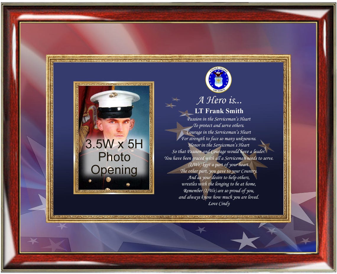 Air Force Picture Frame Plaque Personalized Poetry USAF Photo Plaque