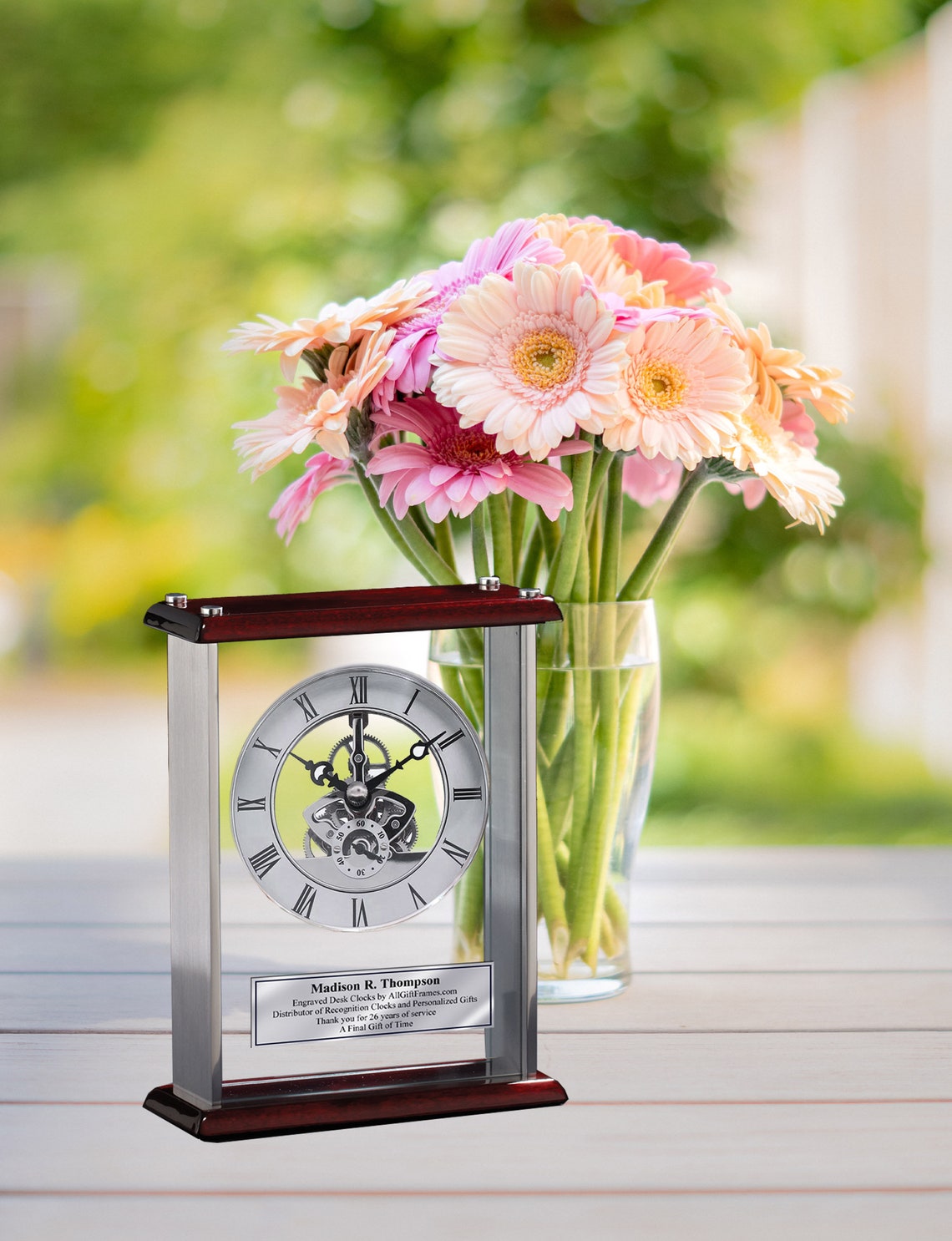 Employee Years of Service Award Retirement Gift Engraved Desk Clock