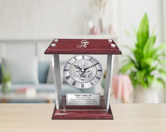 Estetoscopio 3D con logotipo de caduceo, regalo de plata, premio por años de servicio, jubilación de enfermera, reloj grabado en panel, graduación