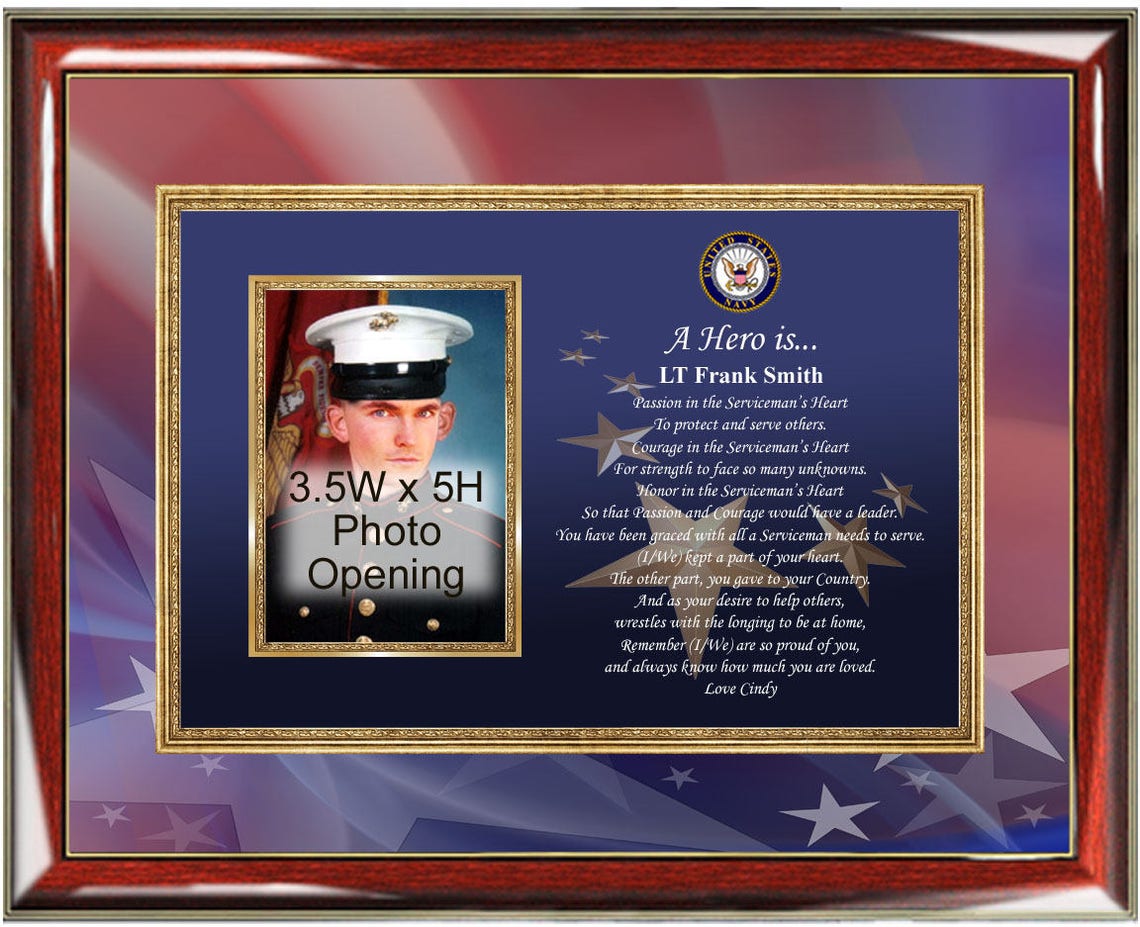 Navy Picture Photo Frame Personalized Military Gift Sailor Etsy