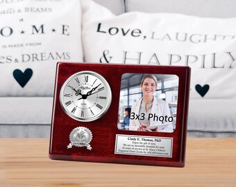 Regalos para educadores, graduación de la escuela, regalos para maestros, marco de fotos para grabar en el escritorio, reloj, premio fotográfico, regalo de agradecimiento para maestros, placa de graduado, mentor