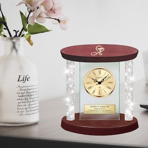 Unique gifts for nurses doctor gold engrave table clock diamond crystal retirement award service recognition personalized student nursing