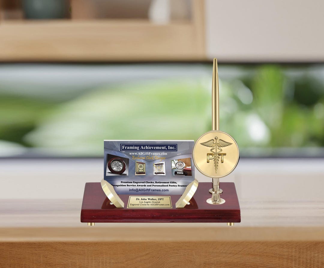AllGiftFrames Wood Mantel Arch Desk Clock Gold Davinci Dial Gear Engraved Executive Retirement Gift Service Award Recognition Corporate