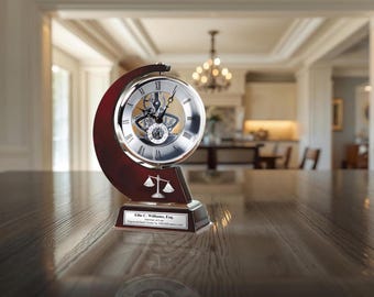 Regalo de logotipo de escala de derecho, premio de servicio de abogado de plata, reloj grabado de jubilación, doctor en derecho, regalos de graduación, escudero ESQ, aprobación de la barra