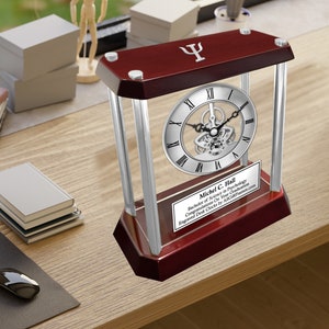 3D Psychology Logo Graduation Gift Silver Gear engrave Clock Year Service Award Retirement Congrats Psychologist Psychiatrist Therapist